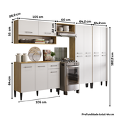 Armário de Cozinha Compacta Arizona Fusion One Carraro Carvalho com Branco - imagem 5