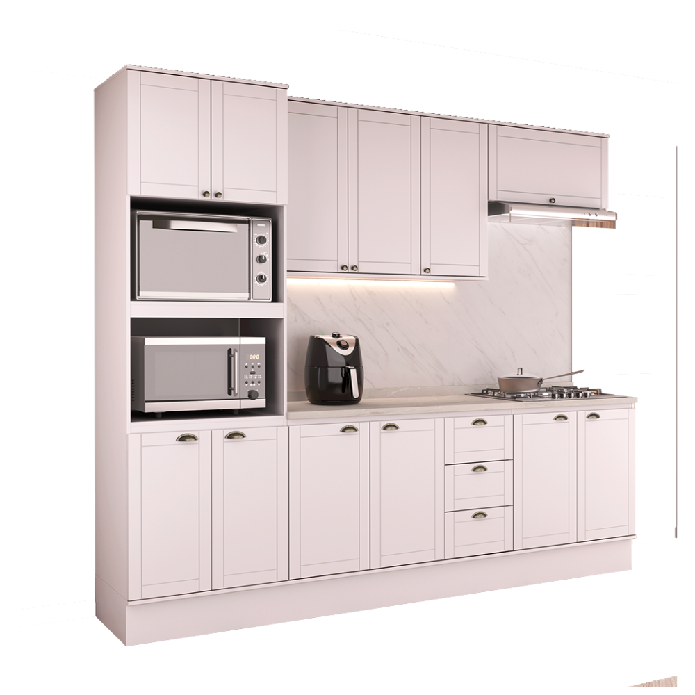 Armário de Cozinha Completa com Balcão Milla Fresh Carraro Branco - imagem 2