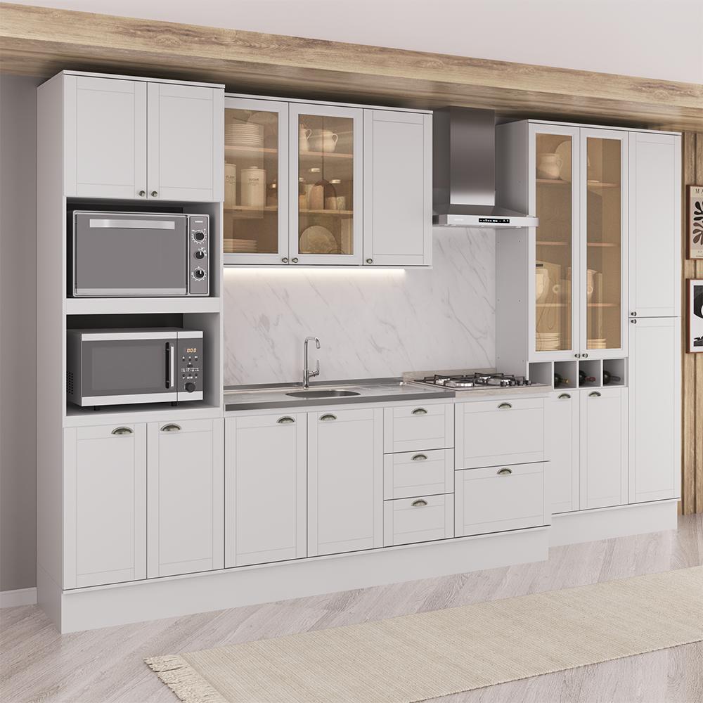 Armário de Cozinha Completa com Balcão Milla Linear Carraro Branco - imagem 1