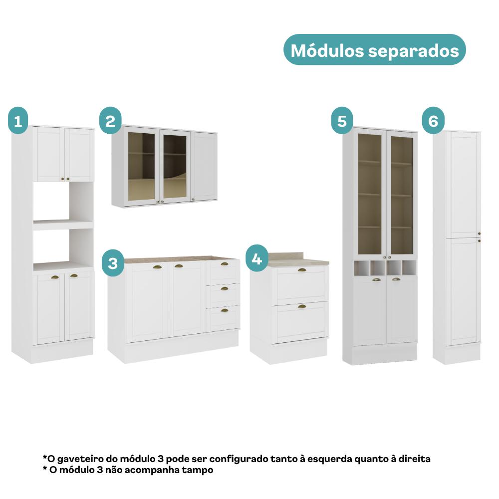 Armário de Cozinha Completa com Balcão Milla Linear Carraro Branco - imagem 4