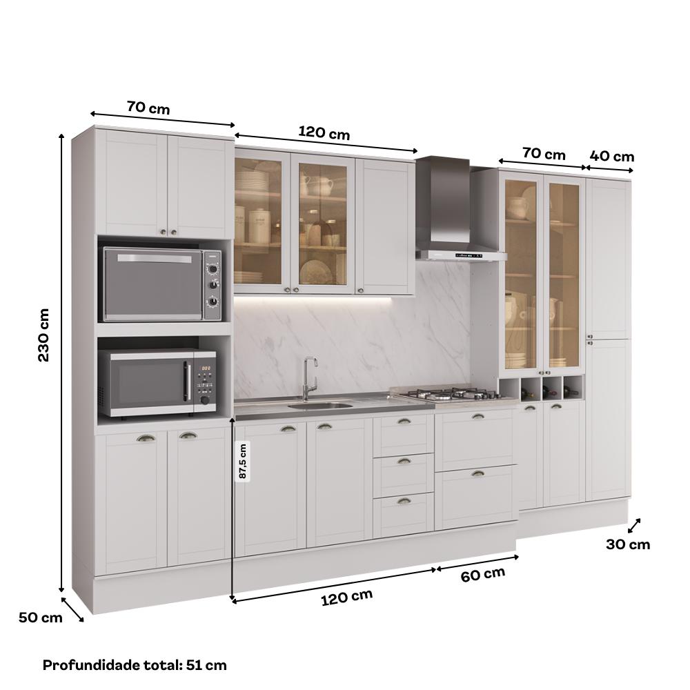 Armário de Cozinha Completa com Balcão Milla Linear Carraro Branco - imagem 5