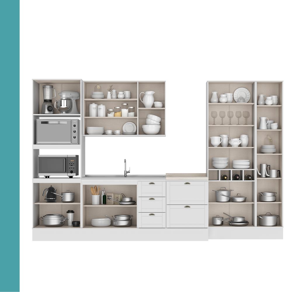 Armário de Cozinha Completa com Balcão Milla Linear Carraro Branco - imagem 6