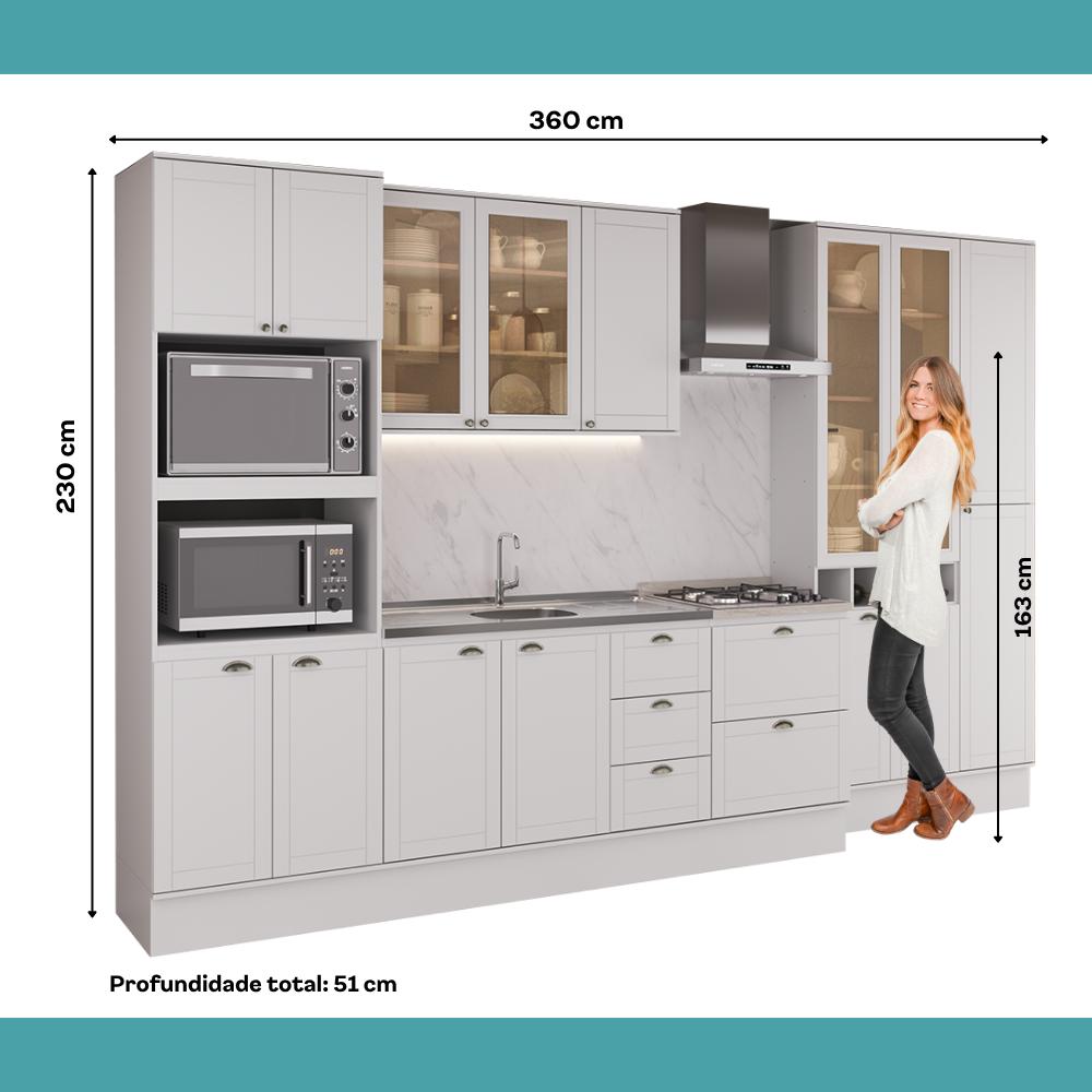 Armário de Cozinha Completa com Balcão Milla Linear Carraro Branco - imagem 7
