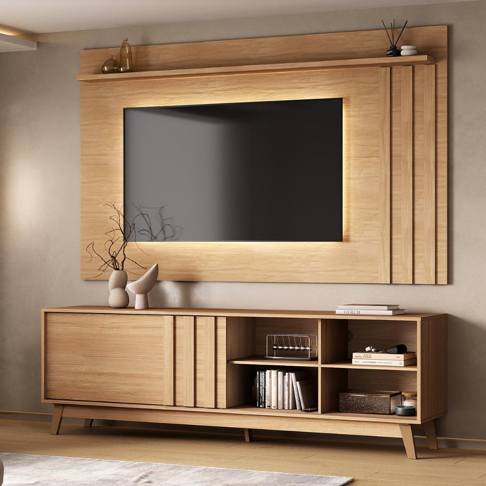 Conjunto Rack e Painel Parede Ventura Carraro Cedro - imagem 1