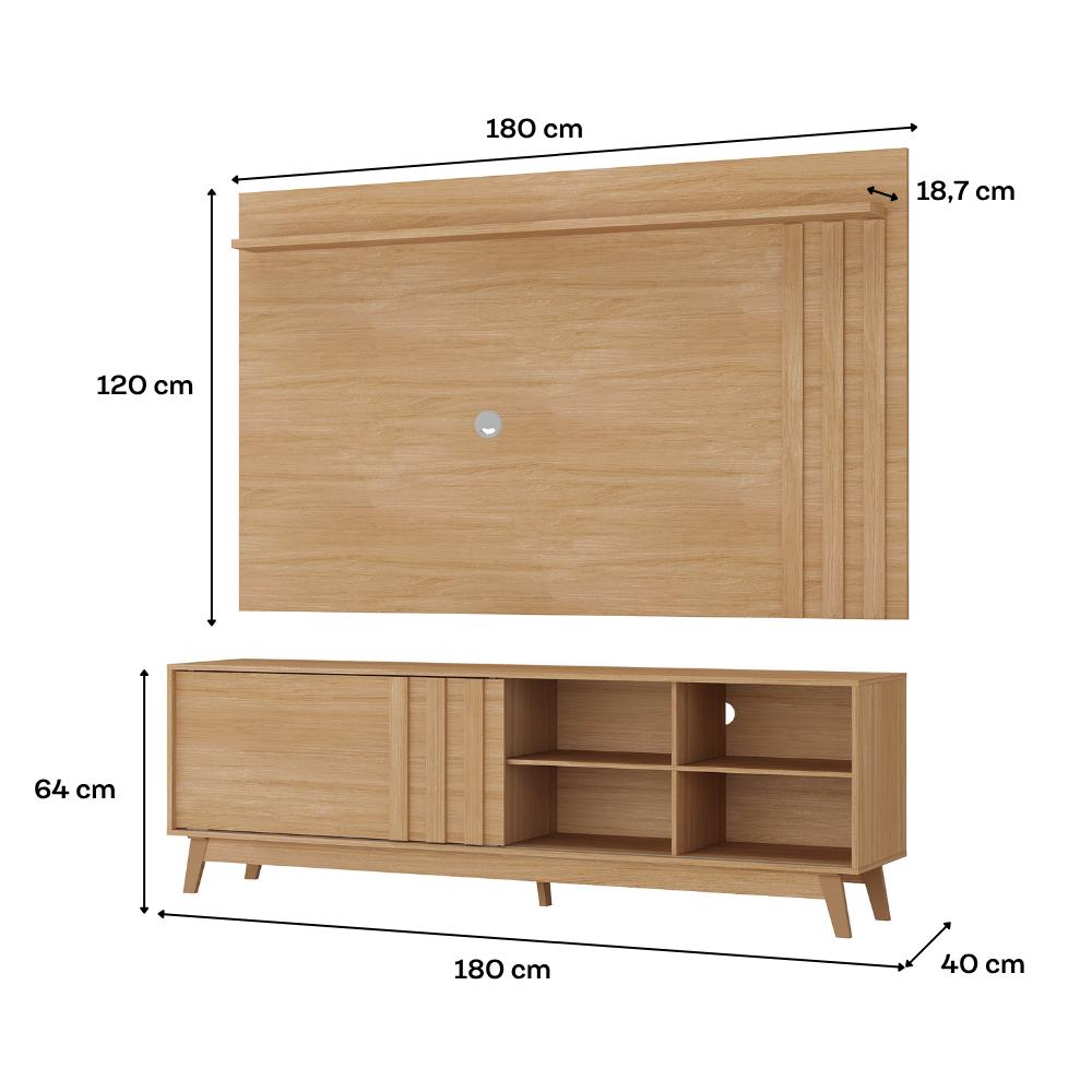 Conjunto Rack e Painel Parede Ventura Carraro Cedro - imagem 4