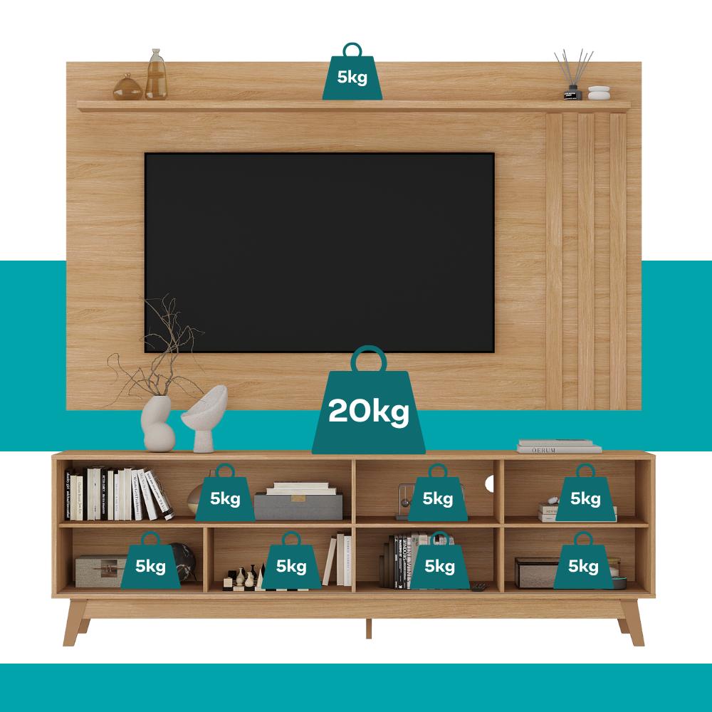 Conjunto Rack e Painel Parede Ventura Carraro Cedro - imagem 5