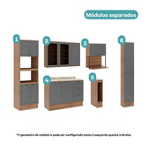 Armário de Cozinha Completa com Balcão Milla Harmony Carraro Nogal com Cinza Titânio - imagem 4