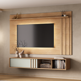 Conjunto Rack Cedro Sálvia e Painel Parede Cedro Linea Carraro - imagem 1