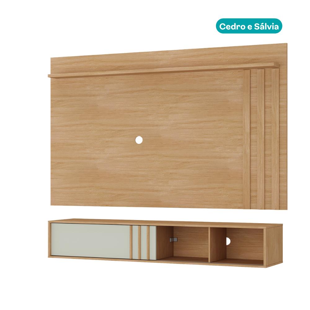 Conjunto Rack Cedro Sálvia e Painel Parede Cedro Linea Carraro - imagem 3