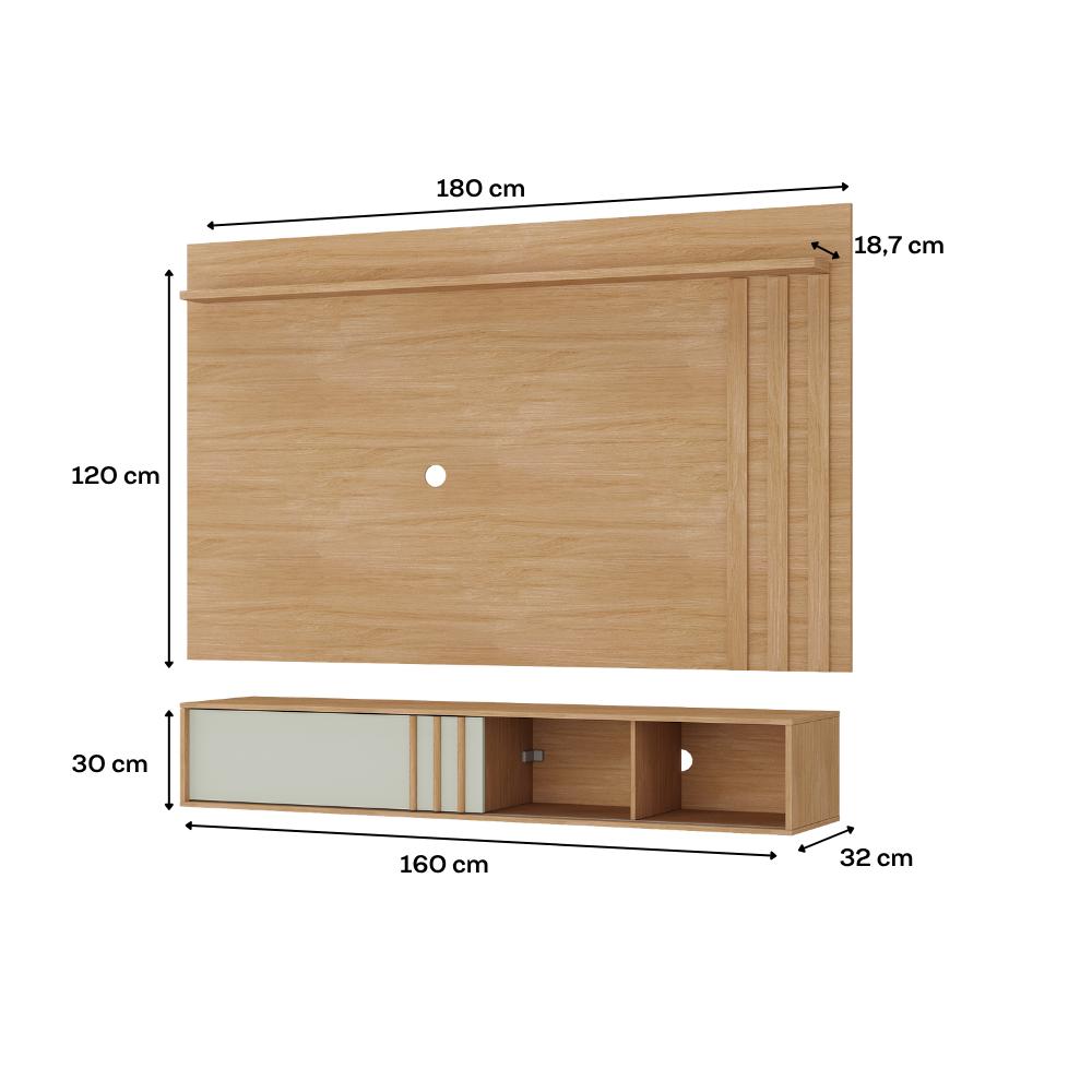 Conjunto Rack Cedro Sálvia e Painel Parede Cedro Linea Carraro - imagem 4