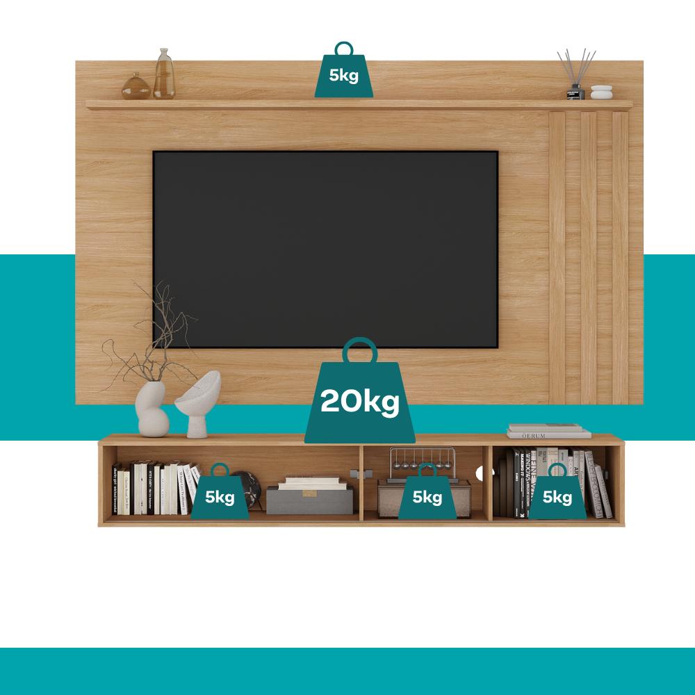 Conjunto Rack Cedro Sálvia e Painel Parede Cedro Linea Carraro - imagem 5