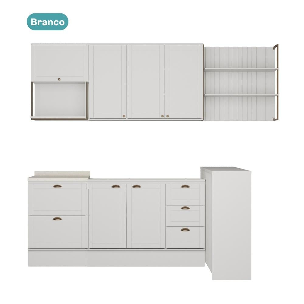 Armário de Cozinha Completa com Balcão Milla Pro Prime Carraro Branco - imagem 3