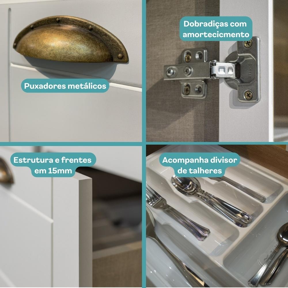 Armário de Cozinha Completa com Balcão Milla Pro Prime Carraro Branco - imagem 9
