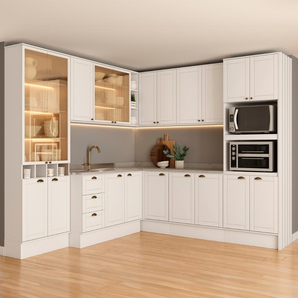 Armário de Cozinha Completa com Balcão Milla Aura One Carraro Branco - imagem 1