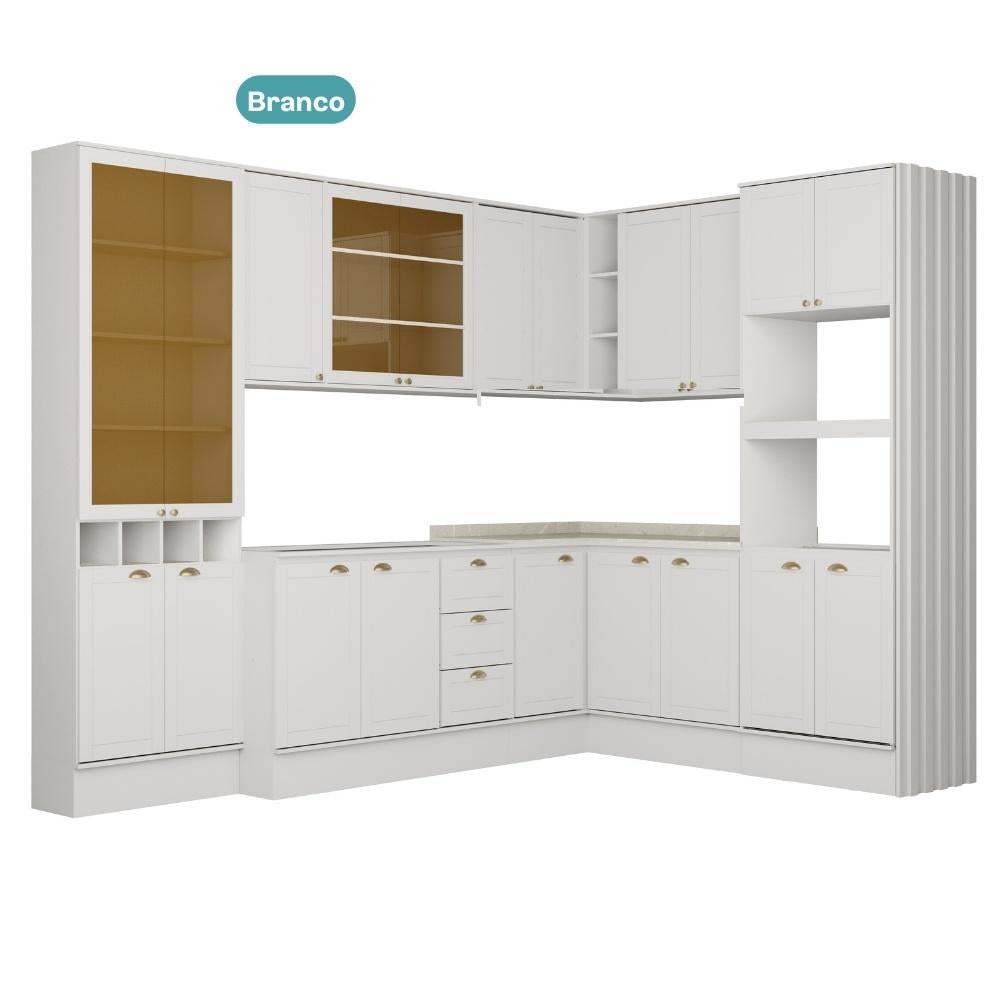Armário de Cozinha Completa com Balcão Milla Aura One Carraro Branco - imagem 3