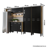 Armário de Cozinha Compacta Arizona Fusion Two Carraro Carvalho com Preto - imagem 5