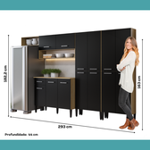 Armário de Cozinha Compacta Arizona Fusion Two Carraro Carvalho com Preto - imagem 7