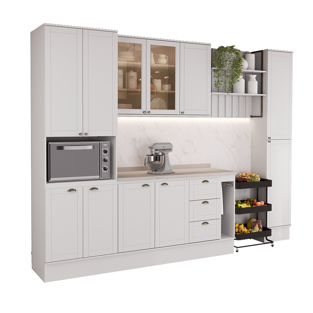 Armário de Cozinha Completa com Balcão Milla Ella Carraro Branco - imagem 2
