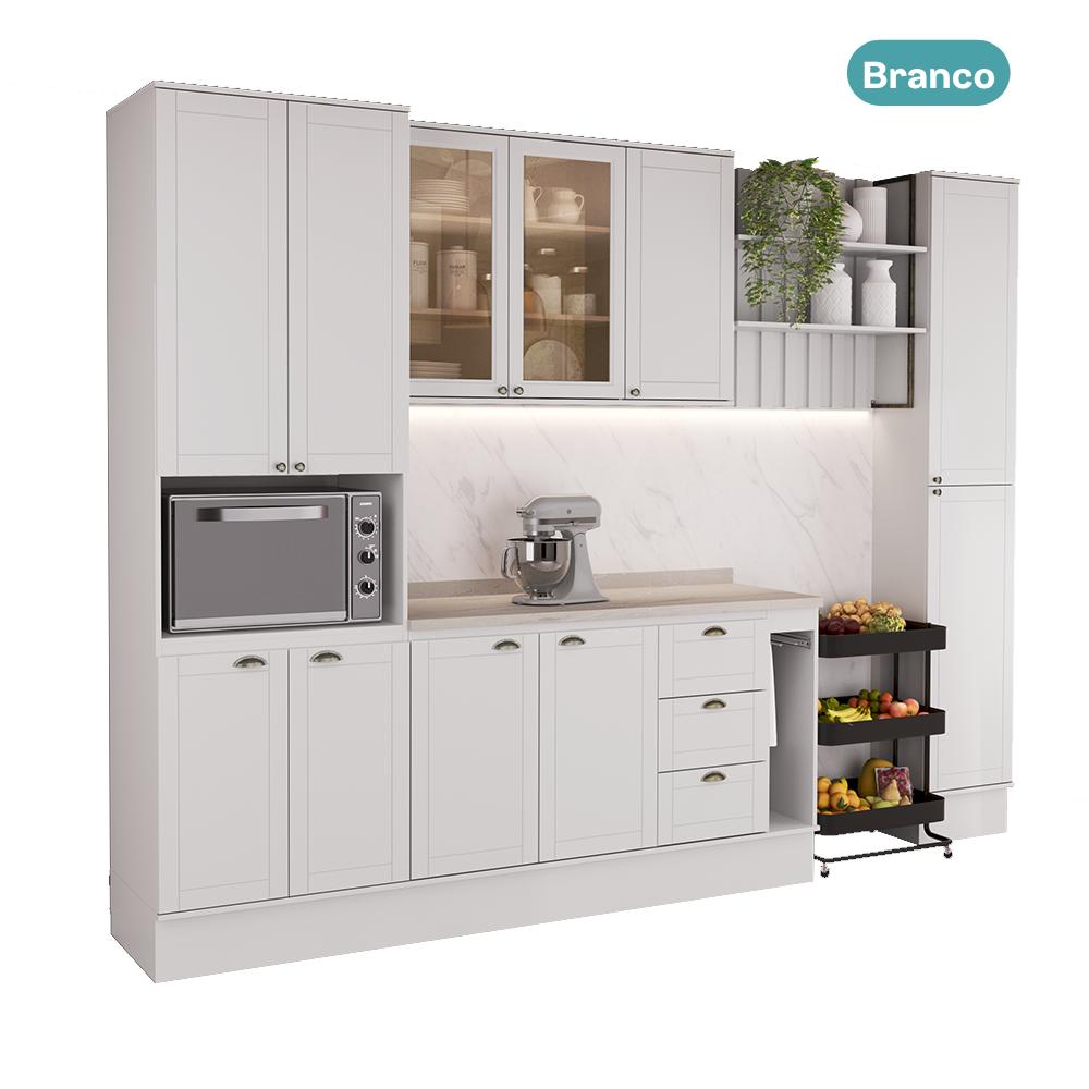 Armário de Cozinha Completa com Balcão Milla Ella Carraro Branco - imagem 3