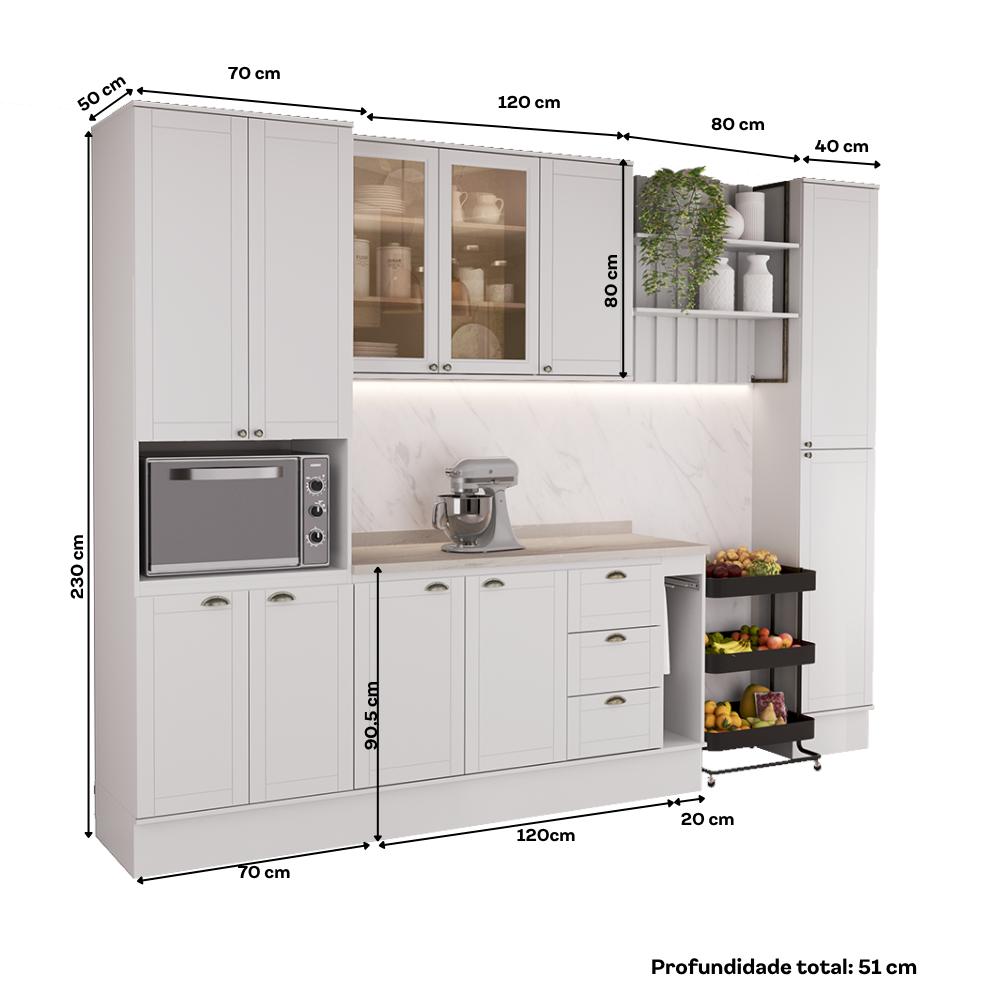 Armário de Cozinha Completa com Balcão Milla Ella Carraro Branco - imagem 5