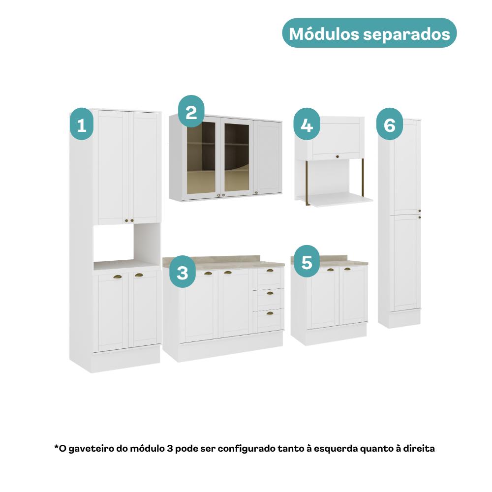 Armário de Cozinha Completa com Balcão Milla Ady Carraro Branco - imagem 4
