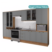 Armário de Cozinha Completa com Balcão Milla Duo Light Carraro Nogal com Cinza Titânio - imagem 3