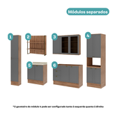 Armário de Cozinha Completa com Balcão Milla Vivace Duo Carraro Nogal com Cinza Titânio - imagem 4