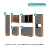 Armário de Cozinha Completa com Balcão Milla Vision Plus Carraro Nogal com Cinza Titânio - imagem 4