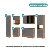 Armário de Cozinha Completa com Balcão Milla Vert One Carraro Nogal com Cinza Titânio - imagem 4