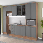 Armário de Cozinha Completa com Balcão Milla Unity Link Carraro Nogal com Cinza Titânio - imagem 1