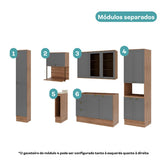Armário de Cozinha Completa com Balcão Milla Unity Link Carraro Nogal com Cinza Titânio - imagem 3