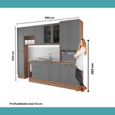 Armário de Cozinha Completa com Balcão Milla Unity Link Carraro Nogal com Cinza Titânio - imagem 6