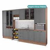Armário de Cozinha Completa com Balcão Milla Versa Flex Carraro Nogal com Cinza Titânio - imagem 3