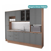 Armário de Cozinha Completa com Balcão Milla Origin Core Carraro Nogal com Cinza Titânio - imagem 3