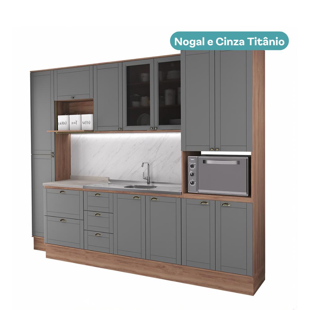 Armário de Cozinha Completa com Balcão Milla Origin Core Carraro Nogal com Cinza Titânio - imagem 3