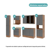 Armário de Cozinha Completa com Balcão Milla Origin Core Carraro Nogal com Cinza Titânio - imagem 4