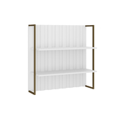 Estante Ripada MDF Branco com Prateleiras e Tubo Ouro Velho Carraro