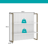 Estante Ripada MDF Branco com Prateleiras e Tubo Ouro Velho Carraro