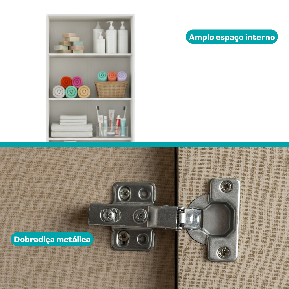 Armário Banheiro 2 Portas Branco Carraro