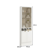 Armário com Portas de Vidro em MDF para Sala de estar Branco Carraro