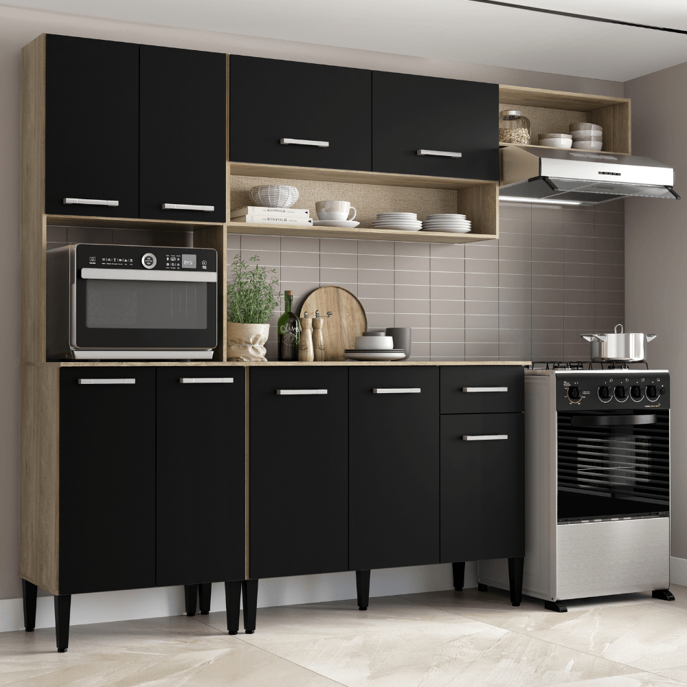 Armario-de-Cozinha-Compacta-Completa-Arizona-Smart-Carraro-Carvalho-com-Preto-01