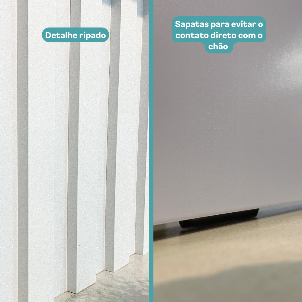 Aparador Ripado em MDF para Sala de estar Branco Carraro