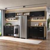 Armário de Cozinha Compacta Arizona Bold One Carraro Carvalho com Preto