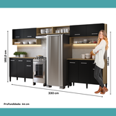 Armário de Cozinha Compacta Arizona Bold One Carraro Carvalho com Preto