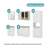 Armário de Cozinha Completa com Balcão Milla Comfort Life Carraro Branco