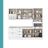 Armário de Cozinha Completa com Balcão Milla Comfort Life Carraro Branco