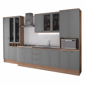 Armário de Cozinha Completa com Balcão Milla Uptown Up Carraro Nogal com Cinza Titânio
