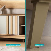 Detalhes do rack Ventura: porta com detalhes em ripado e pés em ABS