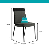 Medidas da cadeira Georgia: 88 x 46 x 58 cm, assento a 47 cm e suporte de até 100 kg