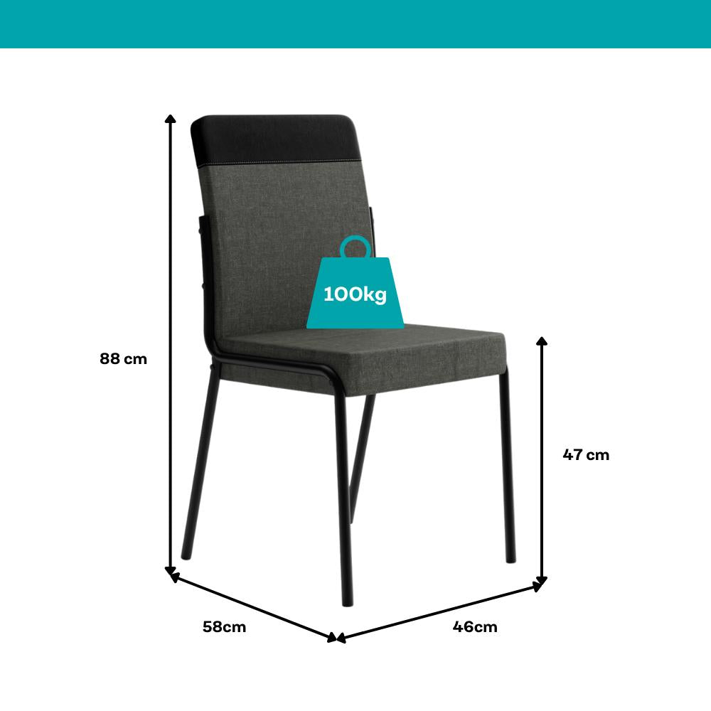 Medidas da cadeira Georgia: 88 x 46 x 58 cm, assento a 47 cm e suporte de até 100 kg